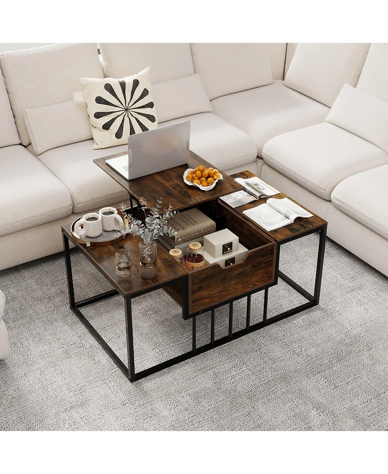 Gymax Lift Top Coffee Table Modern Center Table Accent Tea Table for Living Room