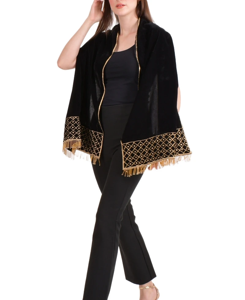 Raas Women's Hand Embroidered Velvet Scarf