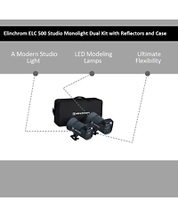 Elinchrom Elc 500/500 Studio Monolight Dual Kit with Reflectors and Case