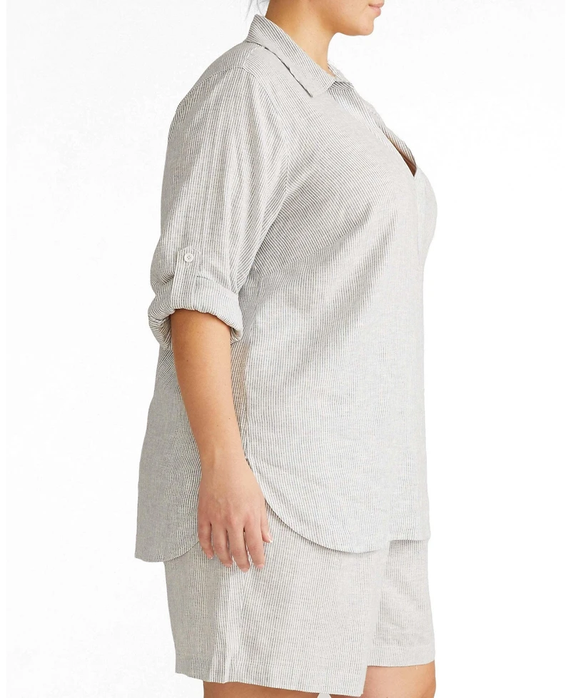 Universal Standard Plus Button Back Stretch Cupro Polo Shirt