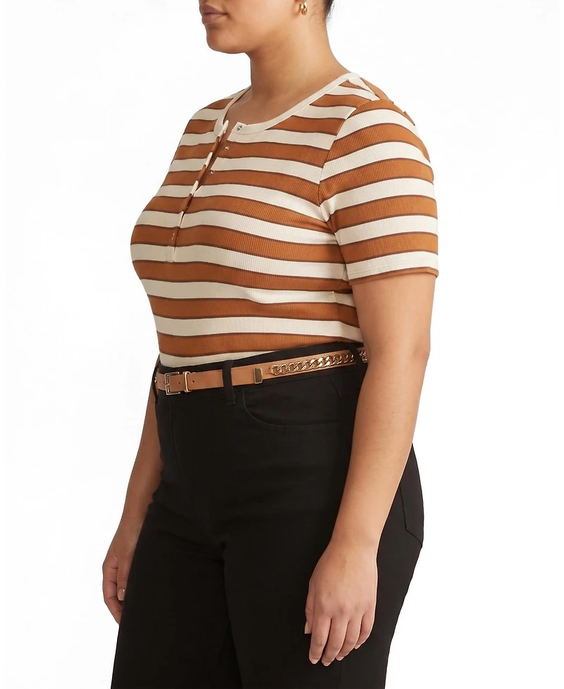 Universal Standard Plus Henley Short Sleeve Ribbed Tee
