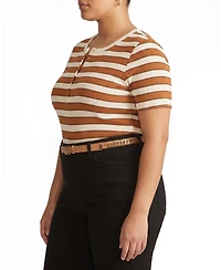 Universal Standard Plus Henley Short Sleeve Ribbed Tee