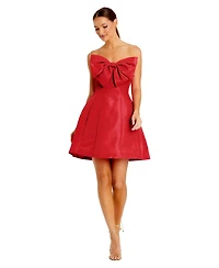Mac Duggal Women's Strapless Oversized Bow Fit and Flare Mini Dress
