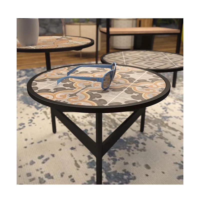 Augusta Home Lorengo Outdoor 3-Tier Cocktail Table