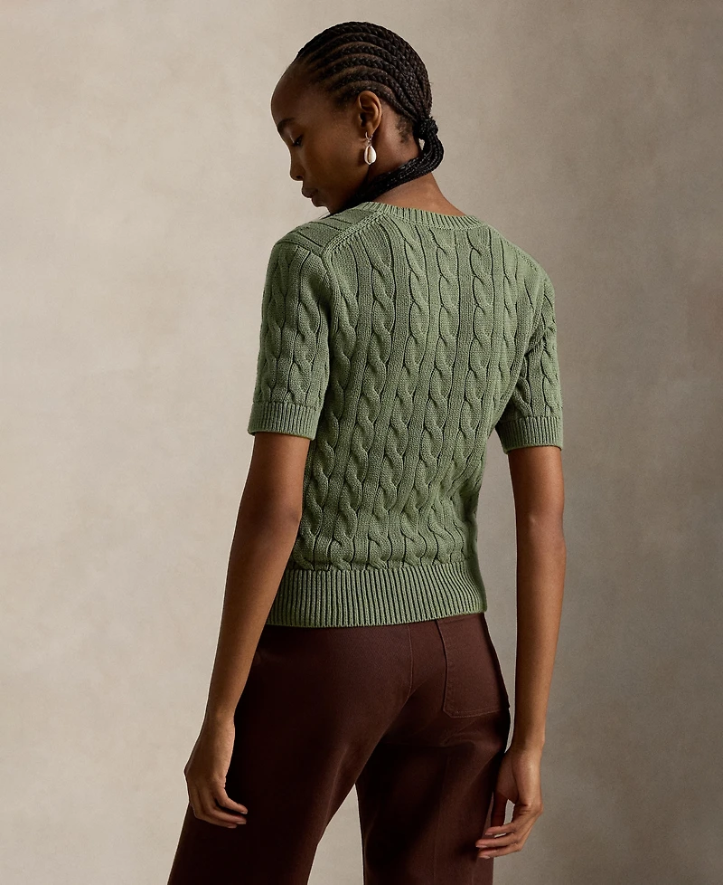 Polo Ralph Lauren Women's Cable-Knit Cotton Short-Sleeve Cardigan