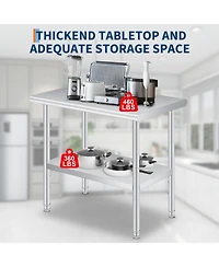 gaomon Stainless Steel Prep Table, 24 x 60 Inches, with Rounded-Corner, Adjustable Undershelf
