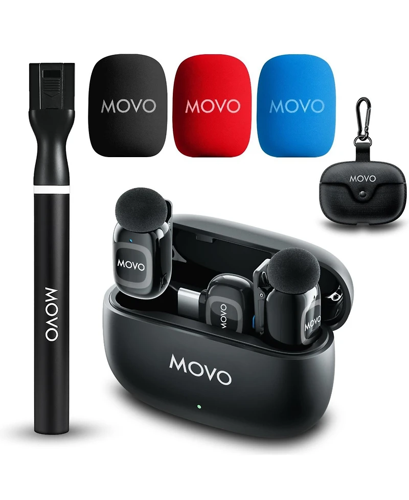 Movo NanoMic Dual Usb-c Wireless Microphone for iPhone 15/16 and Up with Wireless Mic Handle