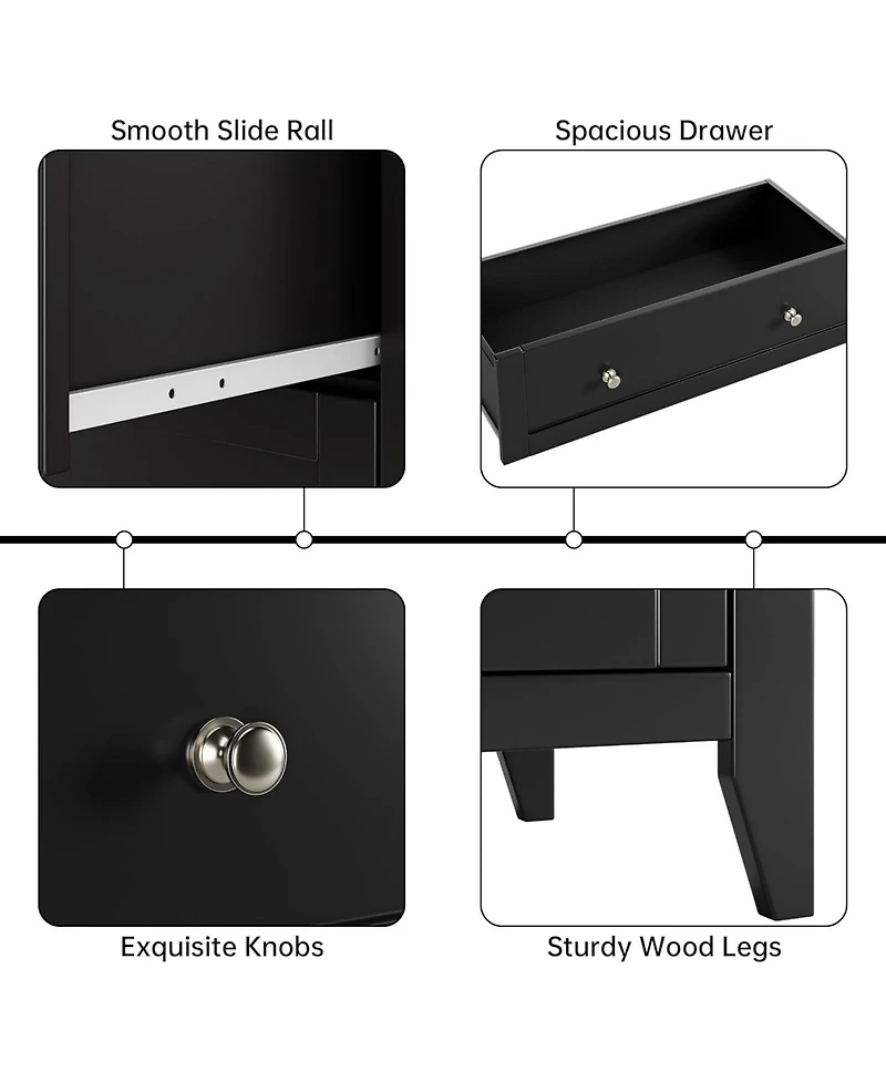 gaomon Modern 5 Drawer Wood Dresser, Tall Chest with Handles and Deep Drawers