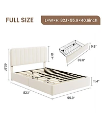 gaomon Velvet Upholstered Platform Bed with 4 Drawers - Adjustable Headboard, No Box Spring Needed, Easy Assembly