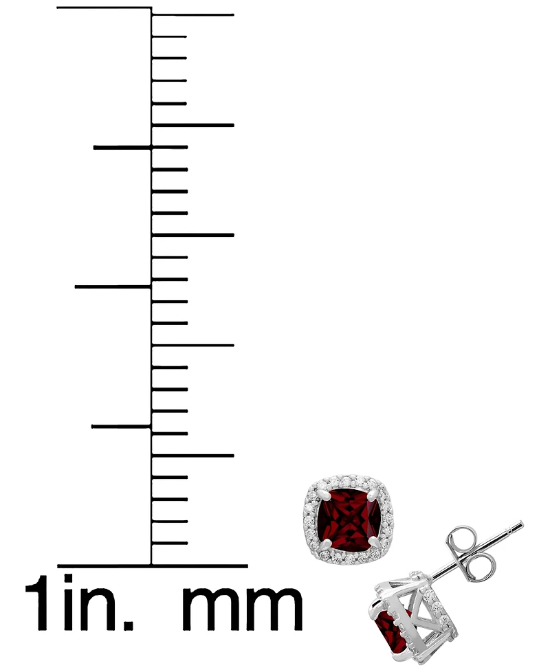 Macy's 2-Piece Garnet (1.75 ct. t.w.) & White Topaz (0.64 ct. t.w.) Pendant Necklace and Earrings Set in Sterling Silver