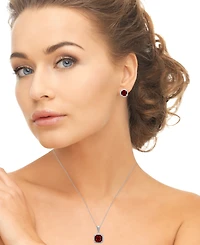 Macy's 2-Piece Garnet (1.75 ct. t.w.) & White Topaz (0.64 ct. t.w.) Pendant Necklace and Earrings Set in Sterling Silver