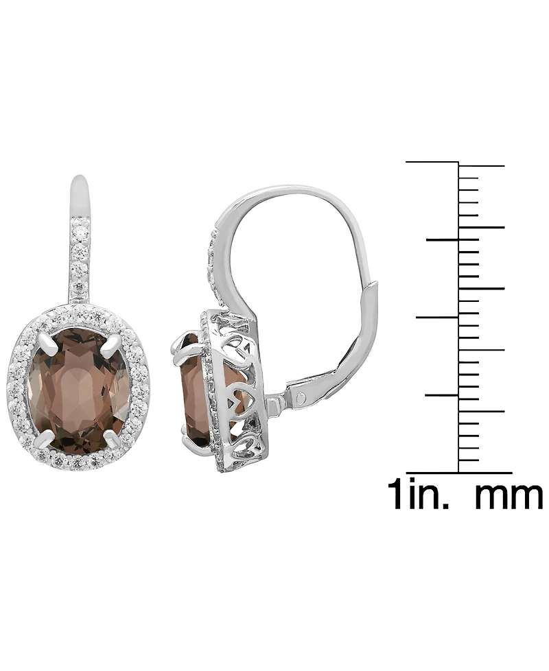 Macy's Smokey Topaz (7 ct. t.w.) & White Topaz (0.56 ct. t.w.) Earrings in Sterling Silver