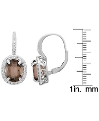 Macy's Smokey Topaz (7 ct. t.w.) & White Topaz (0.56 ct. t.w.) Earrings in Sterling Silver