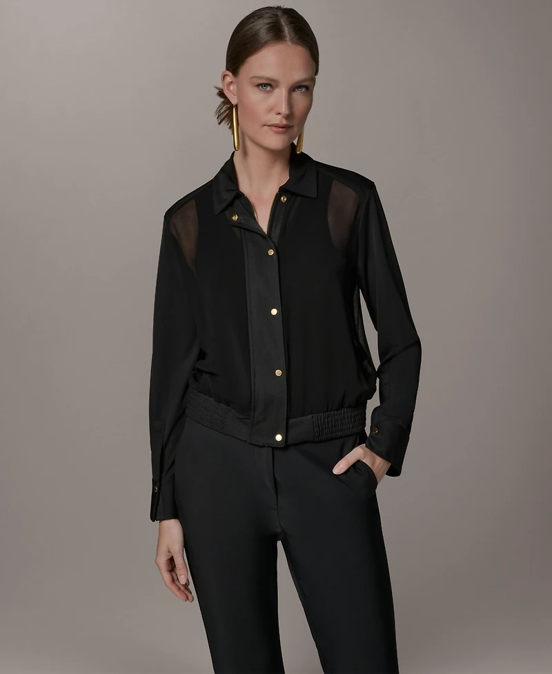 Donna Karan New York Petite Mix Media Zipper Jacket