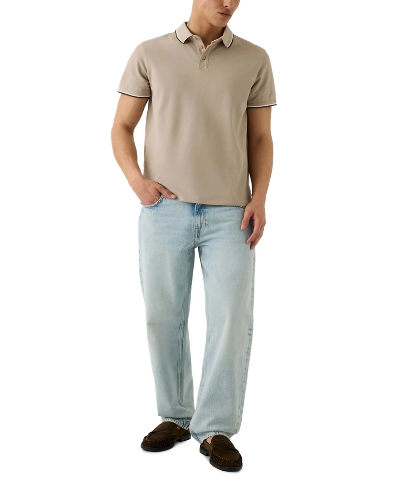 Guess Men's Pique Cuff Short-Sleeve Polo Shirt
