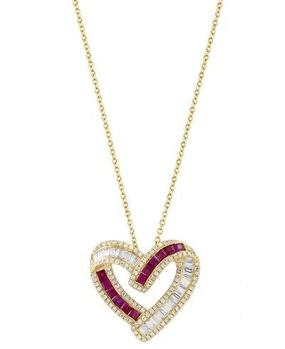Effy Collection Ruby (3/4 ct. t.w.) & Diamond (3/4 ct. t.w.) Pendant Necklace in 14k Yellow Gold