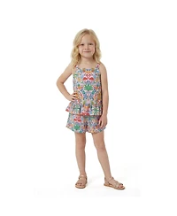 Andy & Evan Little Girls Cheetah Textured Cotton Poplin Top and Short Set