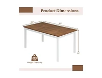 Slickblue Kitchen Dinner Table Rectangular with Rubber Wood Legs