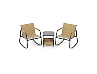 Boyel Living 3 Piece Rocking Bistro Chairs and Side Table Set with Storage Bag