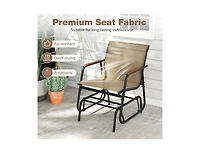 Boyel Living 3-Piece Outdoor Glider Bistro Set with Tempered Glass Top and Metal Frame, Coffee