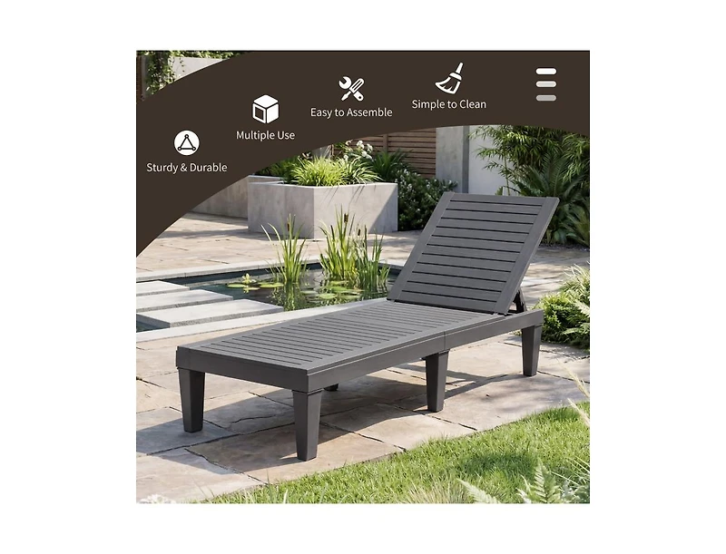Boyel Living Outdoor Chaise Lounge Chair with 5 Positions Adjustable Backrest