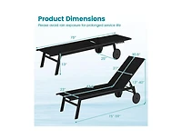 Boyel Living Patio Chaise Lounge Chair with Wheels and 6-Level Adjustable Backrest