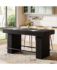 Tribesigns 62.2'' Dining Table for 4-6, Kitchen with Footrest, Counter Height Room Table, High Top Bar