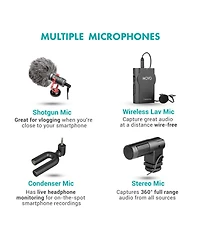 Movo V8 Huge Vlogging Kit for iPhone with Tripod, Grip, Microphones, Led Lights, and Wireless Remote