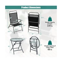 Boyel Living 3 Pieces Patio Folding Chair Set Outdoor Metal Conversation Set