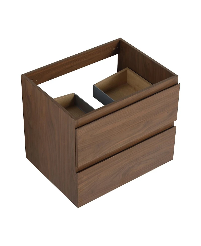Sillysis 23 Inch Wall Mounted Bathroom Vanity Cabinet with Soft Close Drawers, Wood Grain Plywood for Modern