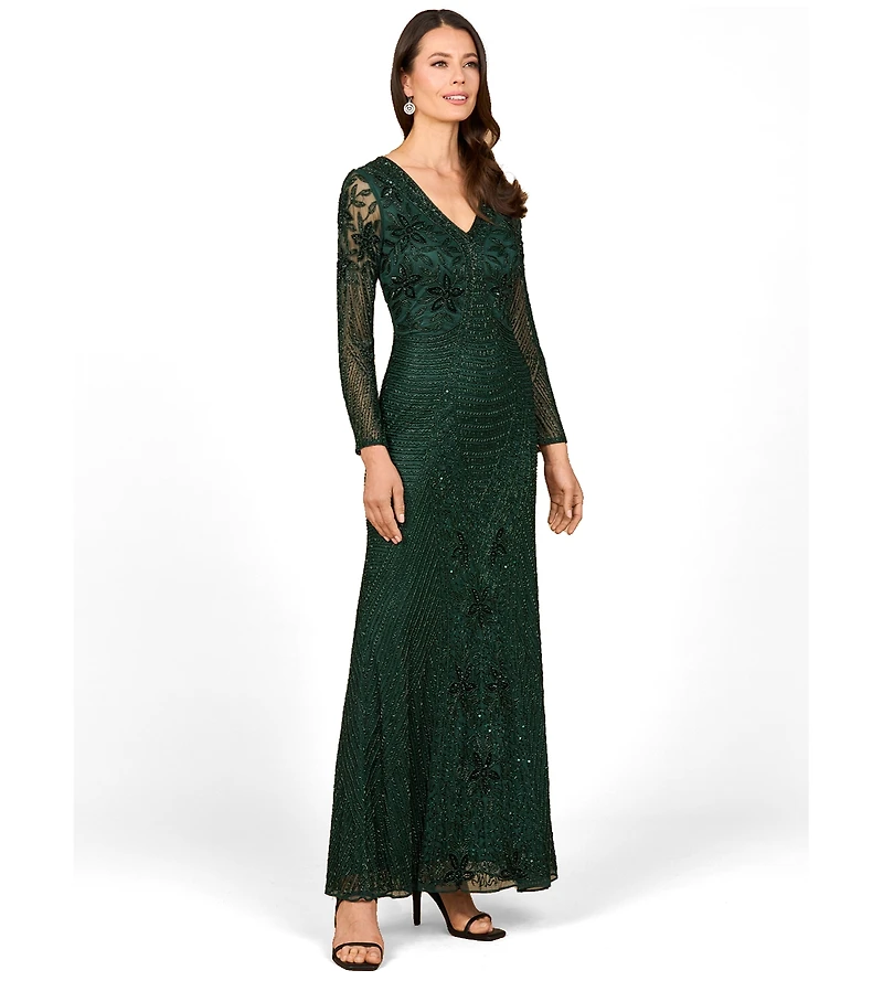 Lara Women's Long Sleeve Beaded Maxi Gown