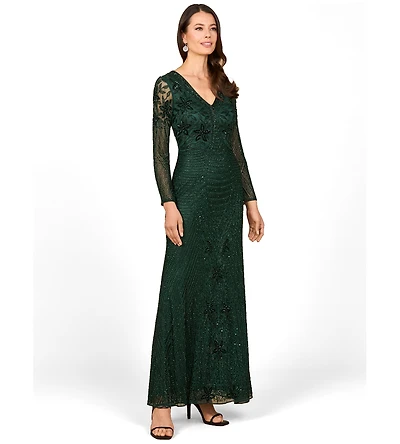 Lara Women's Long Sleeve Beaded Maxi Gown