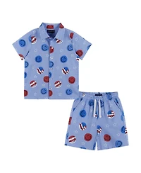 Andy & Evan Toddler Boys Short Sleeve Patriotic Smile Seersucker Set