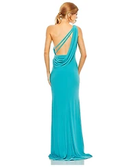 Mac Duggal Women's Jersey One Shoulder Draped Back Gown