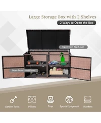 Gymax 73 Gallon Rattan Storage Box Outdoor Patio Container Seat with Door