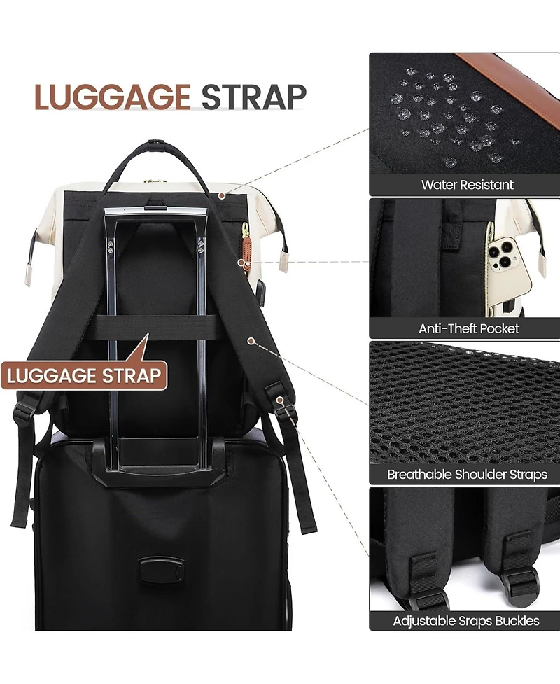 Lovevook Laptop Backpack for Women, 15.6 Inch Work Business Backpacks Purse With Large Capacity, Waterproof Nurse Bag College Bookbag