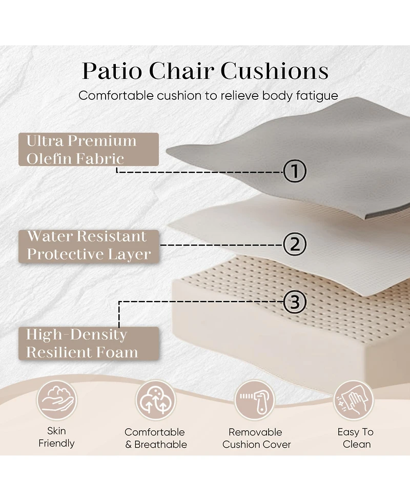 Pocassy 6" Thicken Outdoor Deep Seat Cushion Set for Furniture, 2