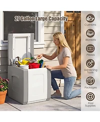 Gymax Deck Box Patio Container w/ Lockable Lid Weatherproof Plastic Storage Bin