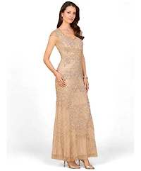 Lara Women's Beaded Cap Sleeve Gown