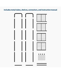 gaomon 2-in-1 Freestanding Clothes Rack with Shelves, Metal Garment Organizer, Hanging Rod and Storage Shelves, for Bedroom and Entryway