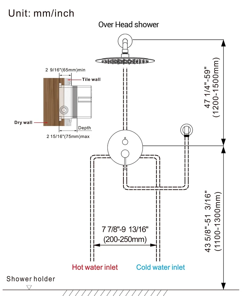 Everstrein Pressure Balance Shower System with 10" Rainfall Faucet and Handheld Spray