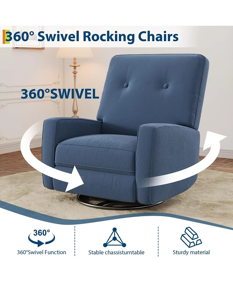 homfan Recliner Chairs, Swivel Rocker Recline, Glider Nursery Chair, Chair for Adults, 360degree(s)Swivel Rocking