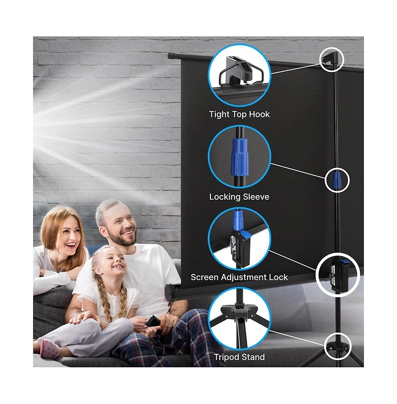 Pyle Universal 60-Inch Tripod Screen - Floor Standing Portable Fold-Out Roll-Up Tripod Manual Projector Screen