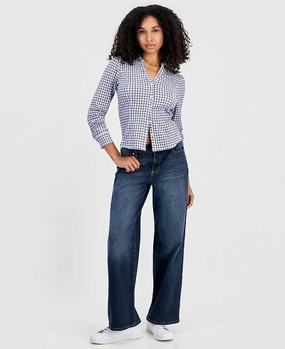 Madden Girl Juniors' Long-Sleeve Tie-Back Shirt
