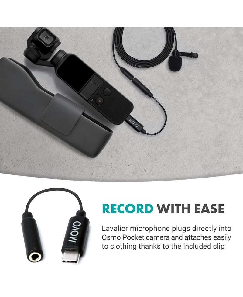 Movo DM1P Omnidirectional Lavalier Microphone Compatible with The Dji Osmo Pocket