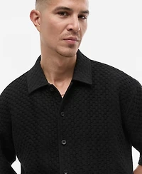 Mode of One Men's Boxy-Fit Basketweave Textured Short-Sleeve Shirt, Macy's Exclusive