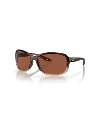 Costa Del Mar Women's Polarized Square Sunglasses, Seadrift 6S9114