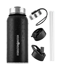 Zulay Kitchen Hydration Nation 3 Lid Multi-Size Vacuum Insulated Water Bottles with Straw - Metal Bottle For Sports & Outdoor
