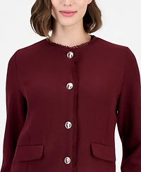 Emme Marella Women's Emmfilm Textured Stretch-Knit Fringe-Trim Jacket
