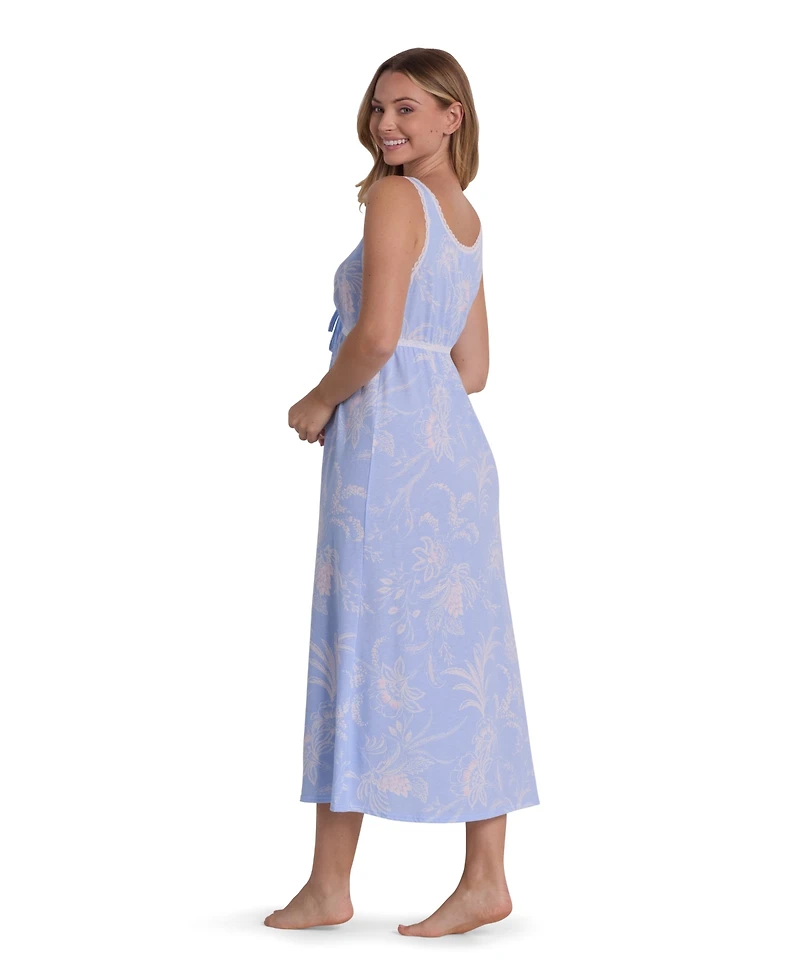 Miss Elaine Women's Sleeveless Printed Long Nightgown